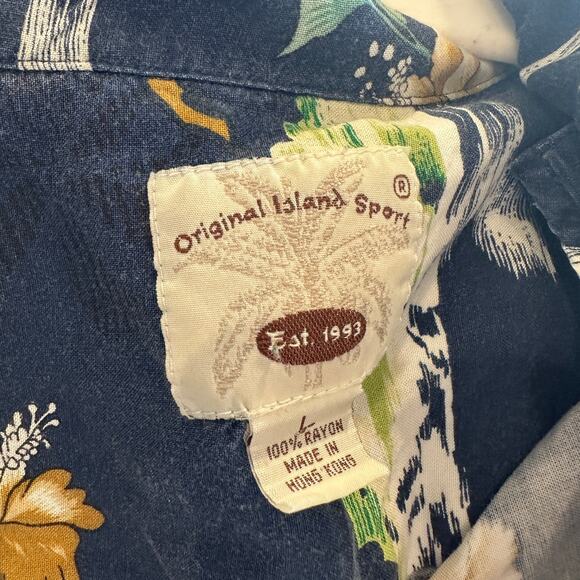 Hawaiian Shirt Button Down Crop Top One Size Boxy Coconutgirl Hibiscus Oversized - Picture 5 of 6